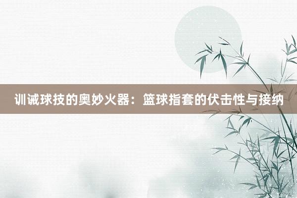 训诫球技的奥妙火器：篮球指套的伏击性与接纳